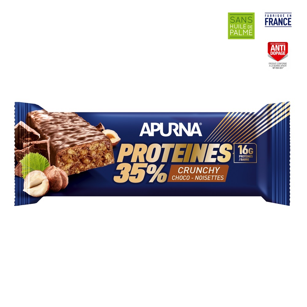 Barre Hyperprotéinée Chocolat Noisettes APURNA - Effet Crunchy