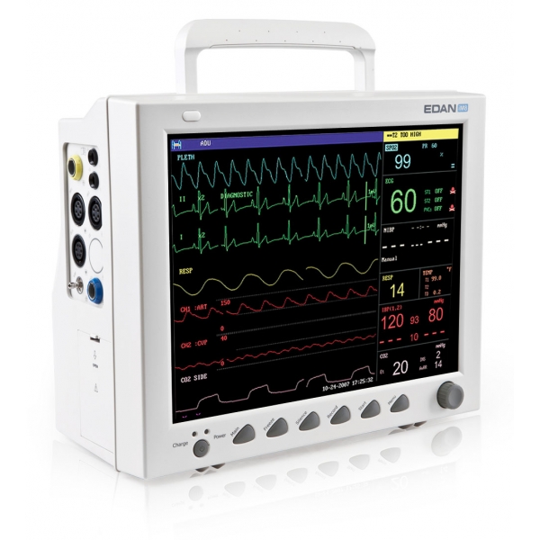 Moniteur Multiparamétrique de signes vitaux iM8 tout en un EDAN permet l'analyse ECG, rythme cardiaque, rythme respiratoire, la température, la saturation en oxygène dans le sang et la pression artérielle.