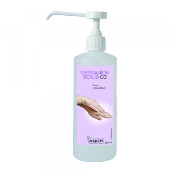Le Dermanios Scrub CG est un savon antiseptique conseillé pour le lavage hygiénique des mains