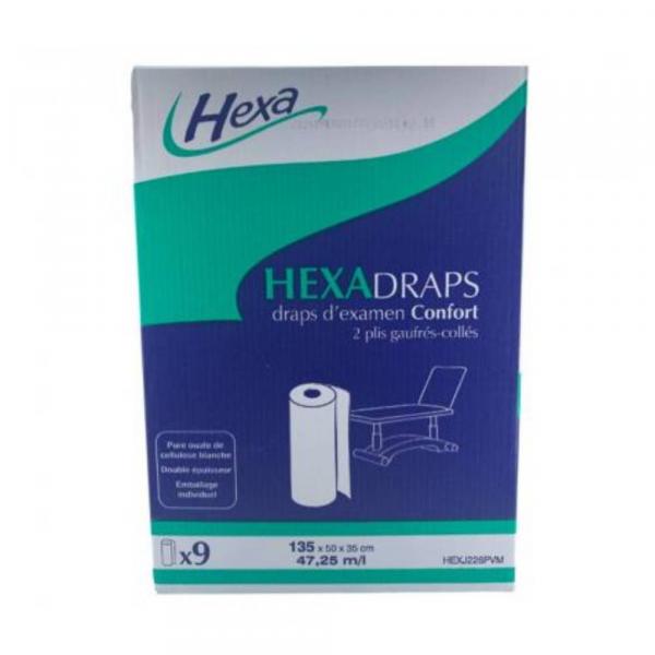 Le Drap d'examen medical confort de la marque HEXA sont composés de 135 formats de 50 x 35cm.