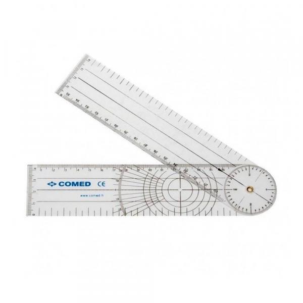 Le Goniomètre ou coxomètre est une règle consituté de deux pièces en plastiques graduées permettant la mesure des angles des articulations du corps humain tel que le bassin, coudes, genoux.