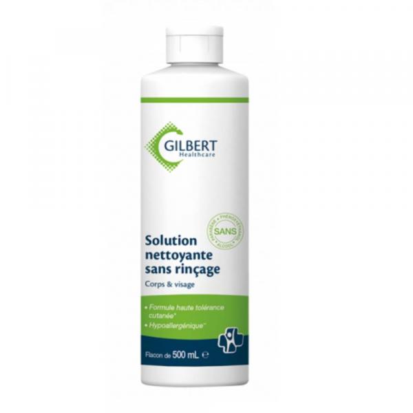 La Solution nettoyante hypoallergénique LABORATOIRES GILBERT est une solution nettoyante pour corps et visage ne nécessitant pas de rinçage. Cette solution est sans parabène, et offre une haute tolérange cutanée.